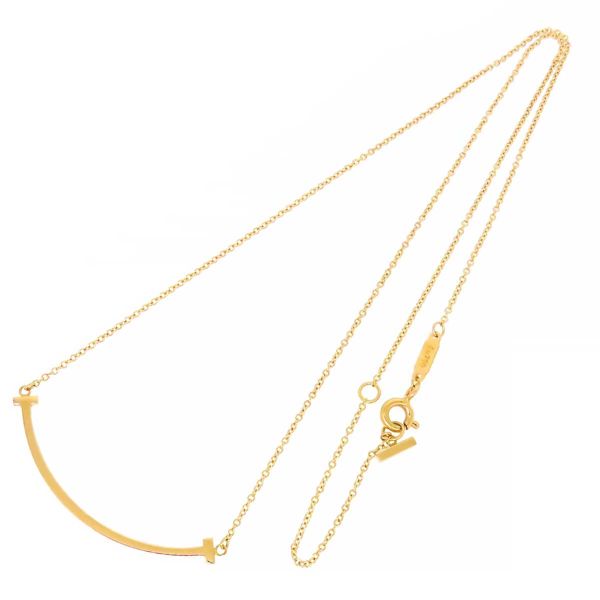 Tiffany & Co K18YG T Smile Necklace