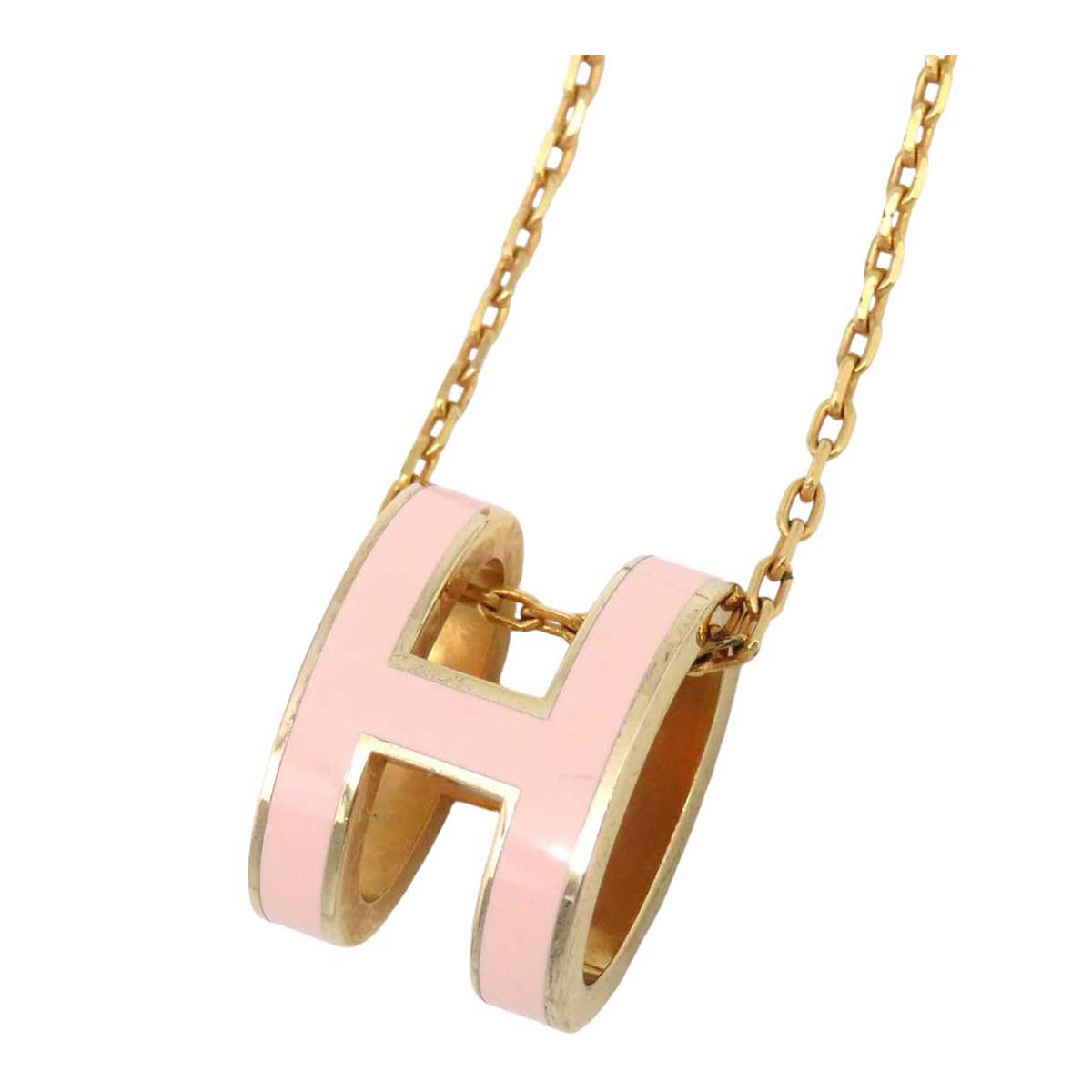 Hermes Metal Pop H Necklace Light Pink