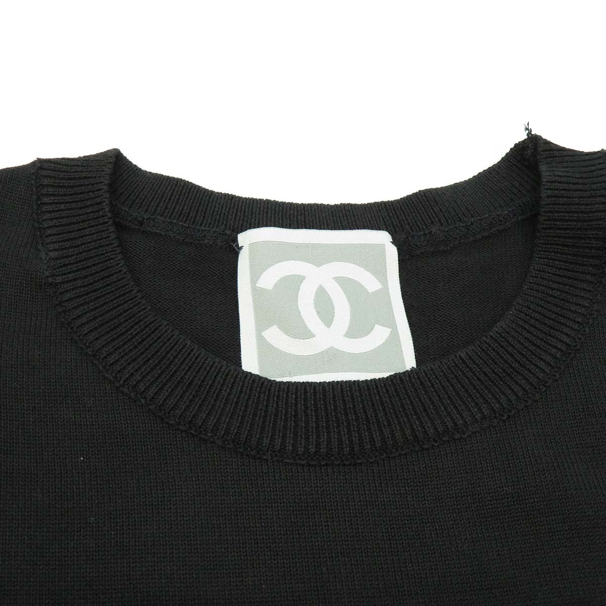 Chanel Cotton Knit T-Shirt Black