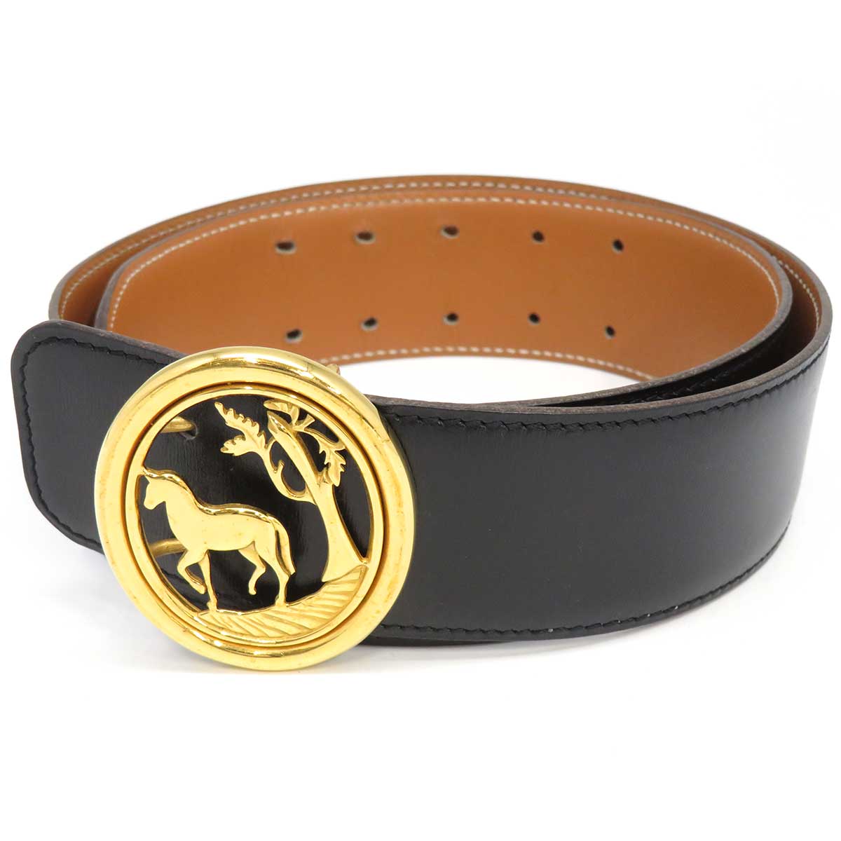 Hermes Metal Leather Reversible Belt