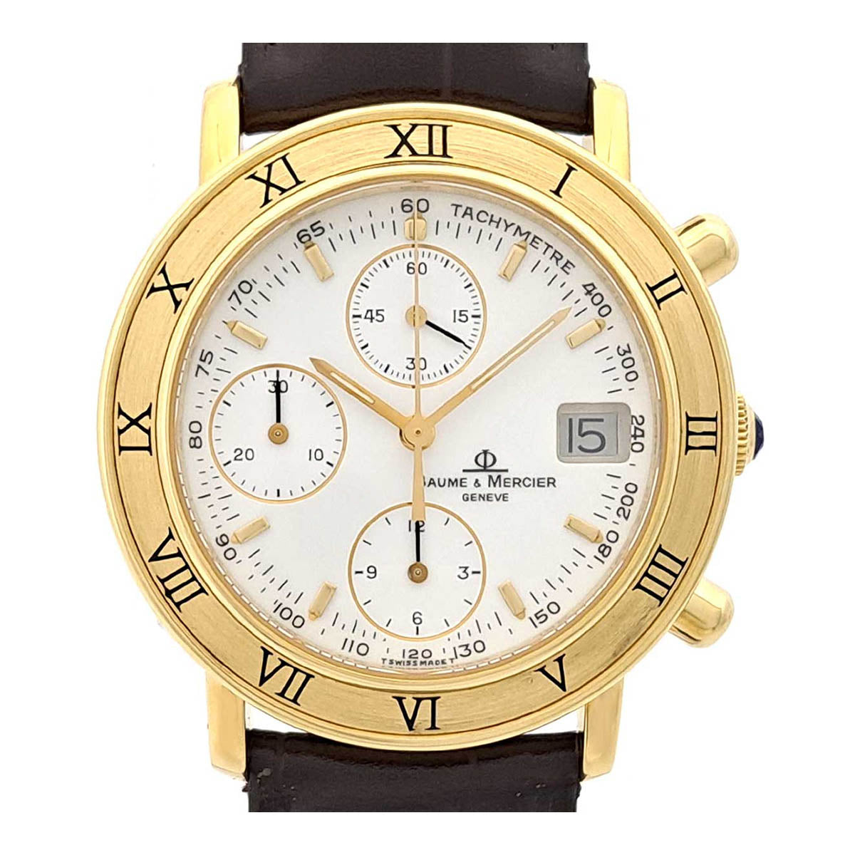 Baume & Mercier Yellow Gold Leather Automatic Watch 86104