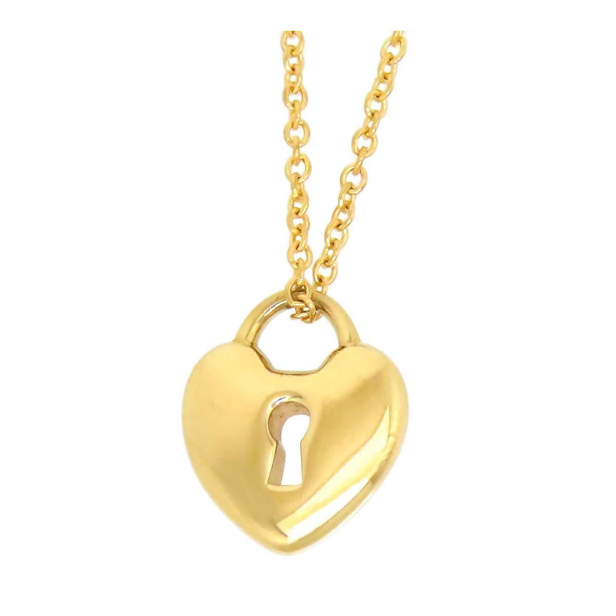 Tiffany AU750 K18YG Heart Lock Key Necklace