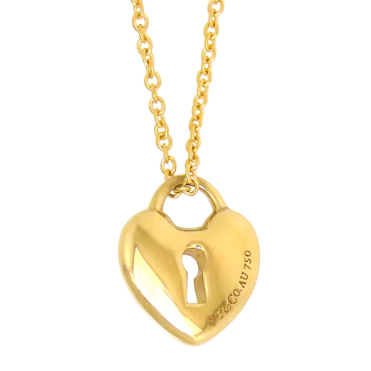 Tiffany AU750 K18YG Heart Lock Key Necklace