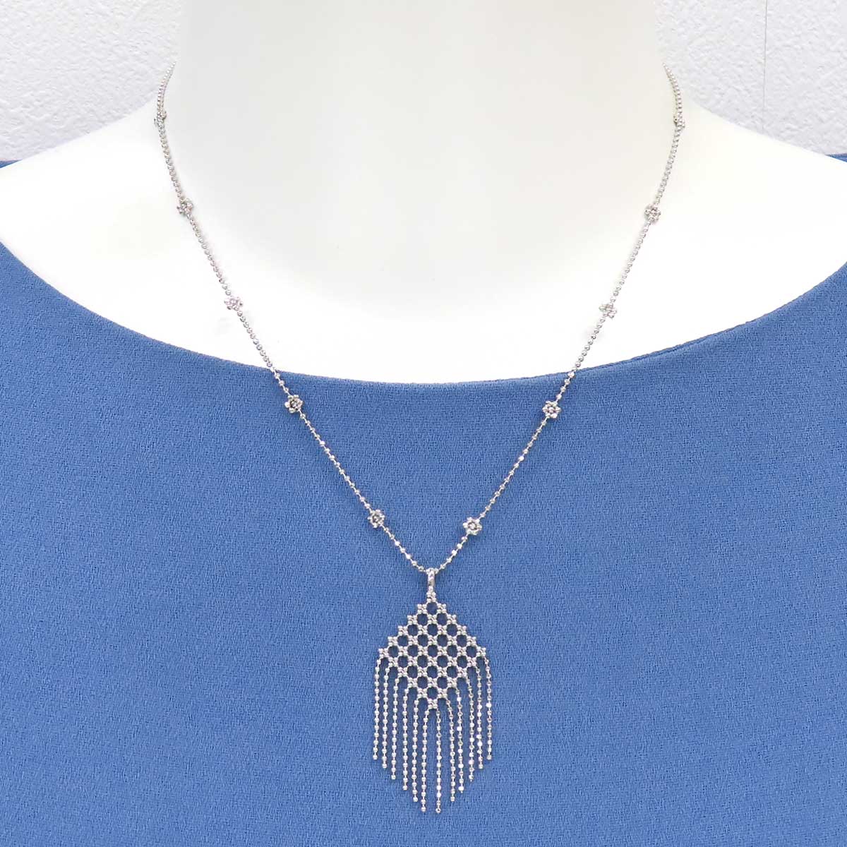 Tiffany & Co K18WG Mesh Fringe Necklace