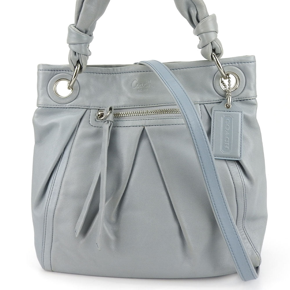 USED COACH Leather Handbag 13416 Blue Gray