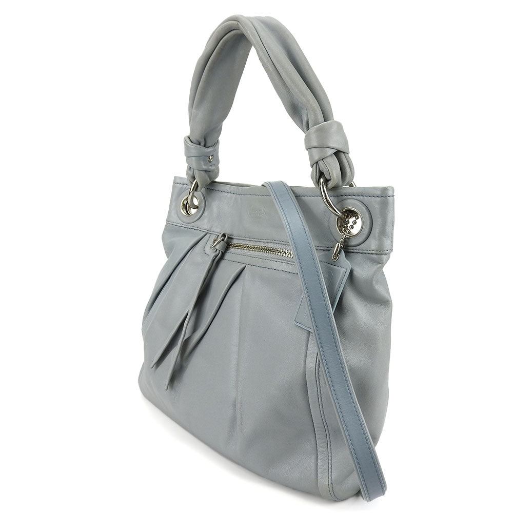 USED COACH Leather Handbag 13416 Blue Gray