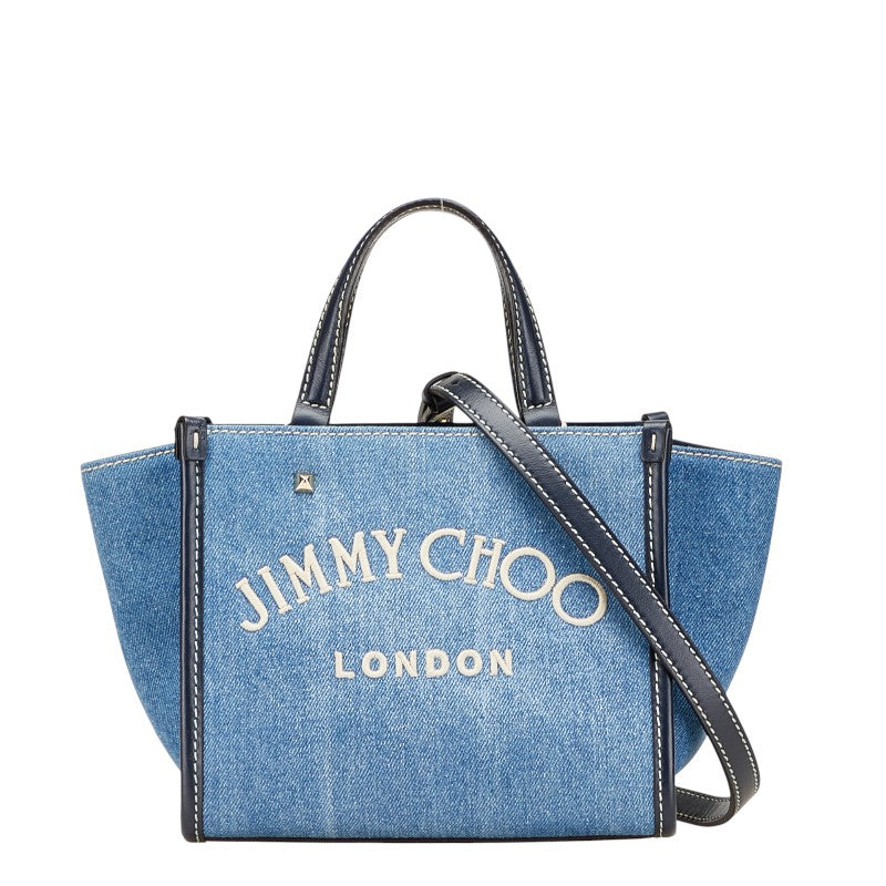 JIMMY CHOO Varenne Tote Small Denim Leather 2way Bag