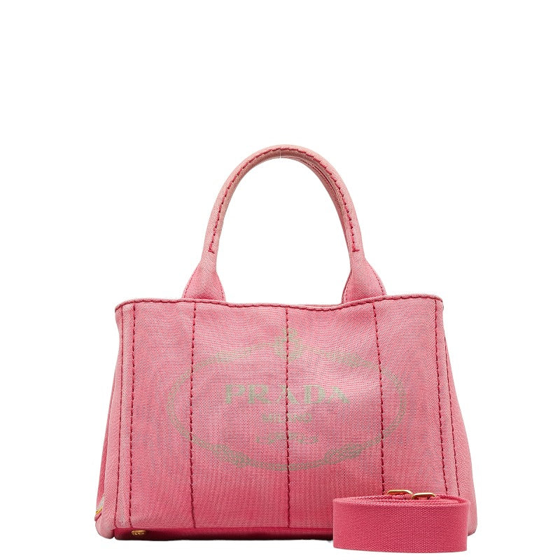 Prada Canapa SS Canvas Handbag 2WAY Pink in Very Good Condition