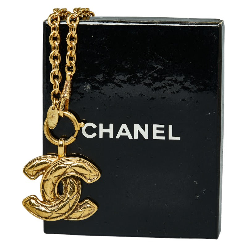 Chanel Coco Mark Logo Gold Plated Necklace