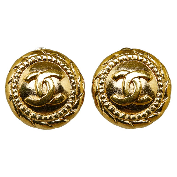 Chanel Coco Mark Gold Plated Earrings in Great Condition