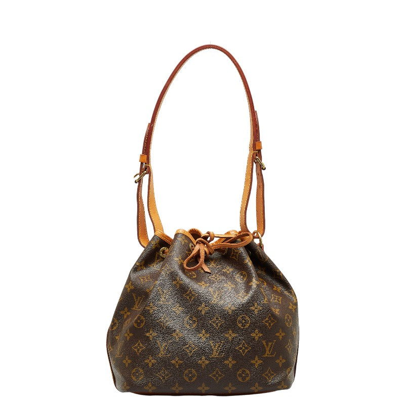 Louis Vuitton Monogram Petit Noe Shoulder Bag M42226 Brown PVC Leather in Good Condition