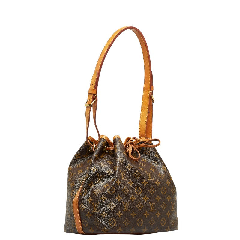 Louis Vuitton Monogram Petit Noe Shoulder Bag M42226 Brown PVC Leather in Good Condition