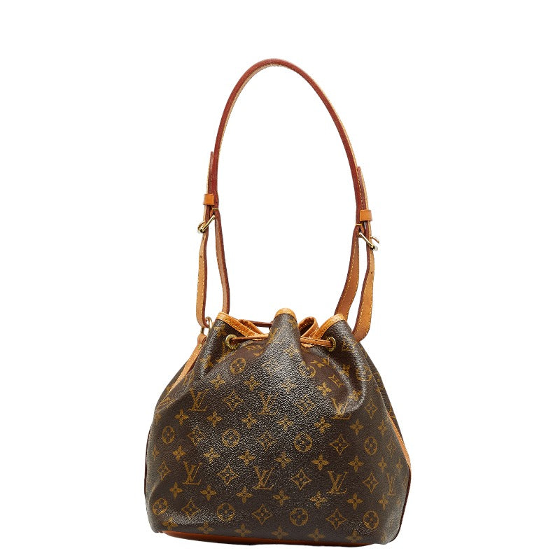 Louis Vuitton Monogram Petit Noe Shoulder Bag M42226 Brown PVC Leather in Good Condition