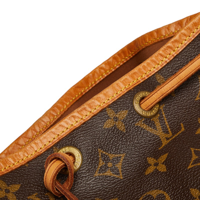 Louis Vuitton Monogram Petit Noe Shoulder Bag M42226 Brown PVC Leather in Good Condition