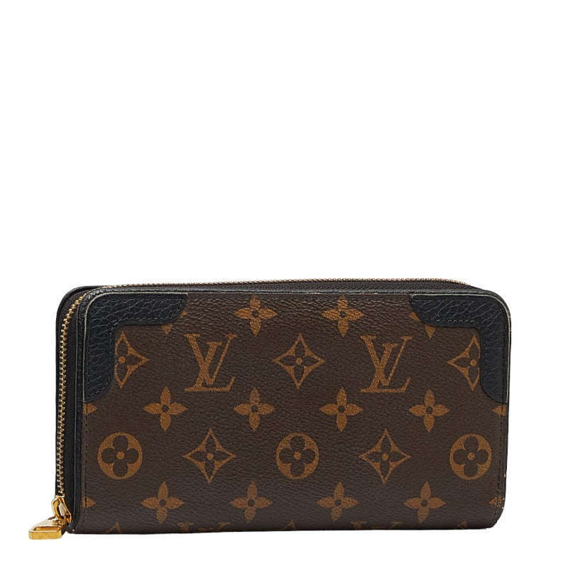 Louis Vuitton Monogram Macassar Zippy Wallet Retiro M61855 Brown PVC Leather