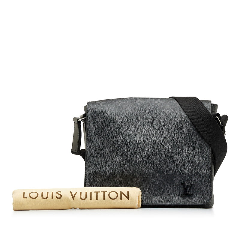 Louis Vuitton Monogram Eclipse District PM Shoulder Bag M45272 Black PVC Leather