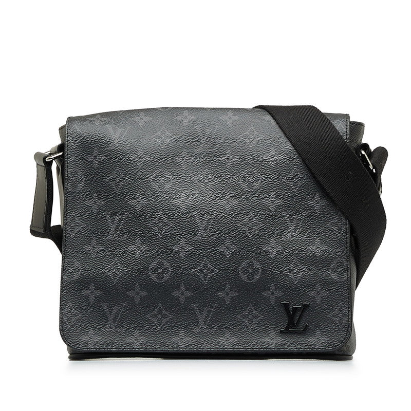 Louis Vuitton Monogram Eclipse District PM Shoulder Bag M45272 Black PVC Leather