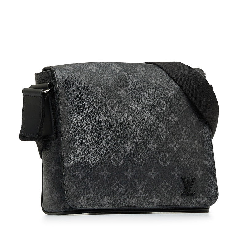 Louis Vuitton Monogram Eclipse District PM Shoulder Bag M45272 Black PVC Leather