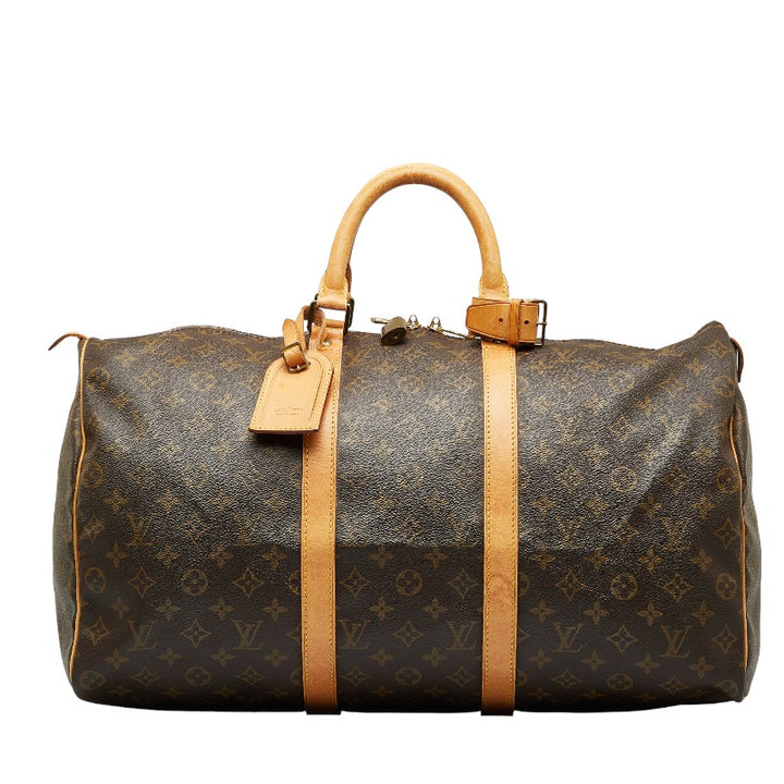 Louis Vuitton Monogram Keepall 50 Boston Bag M41426 Brown PVC Leather