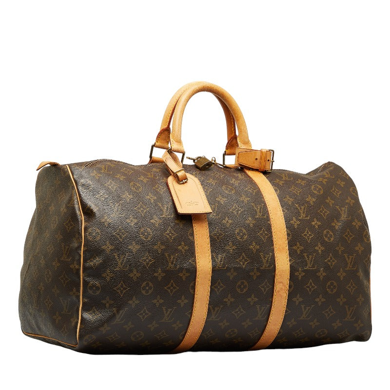 Louis Vuitton Monogram Keepall 50 Boston Bag M41426 Brown PVC Leather