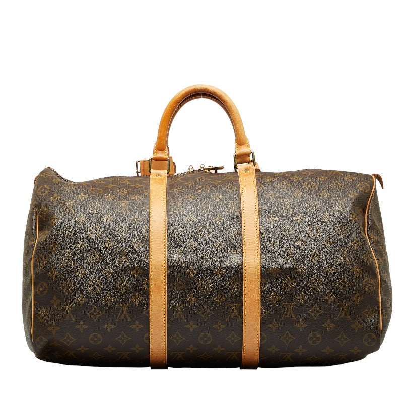 Louis Vuitton Monogram Keepall 50 Boston Bag M41426 Brown PVC Leather