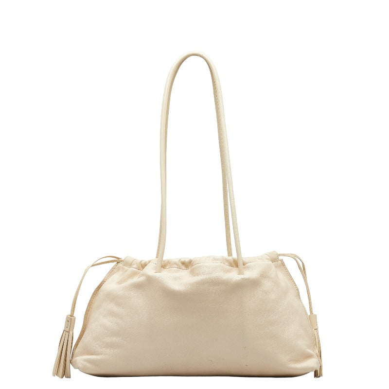 Gucci Leather Tassel Handbag Tote Ivory