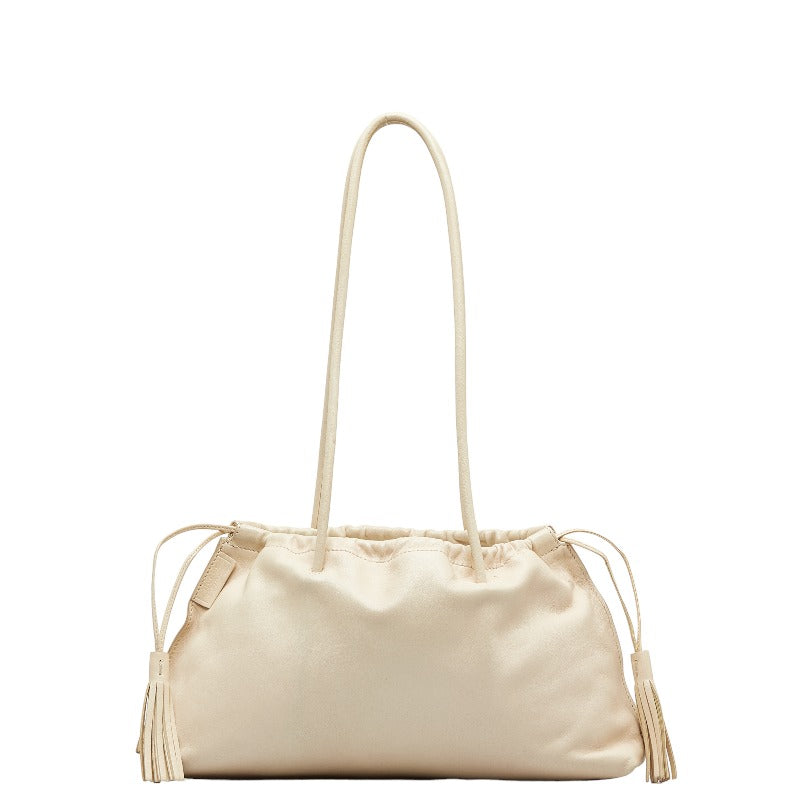 Gucci Leather Tassel Handbag Tote Ivory in Very Good Condition