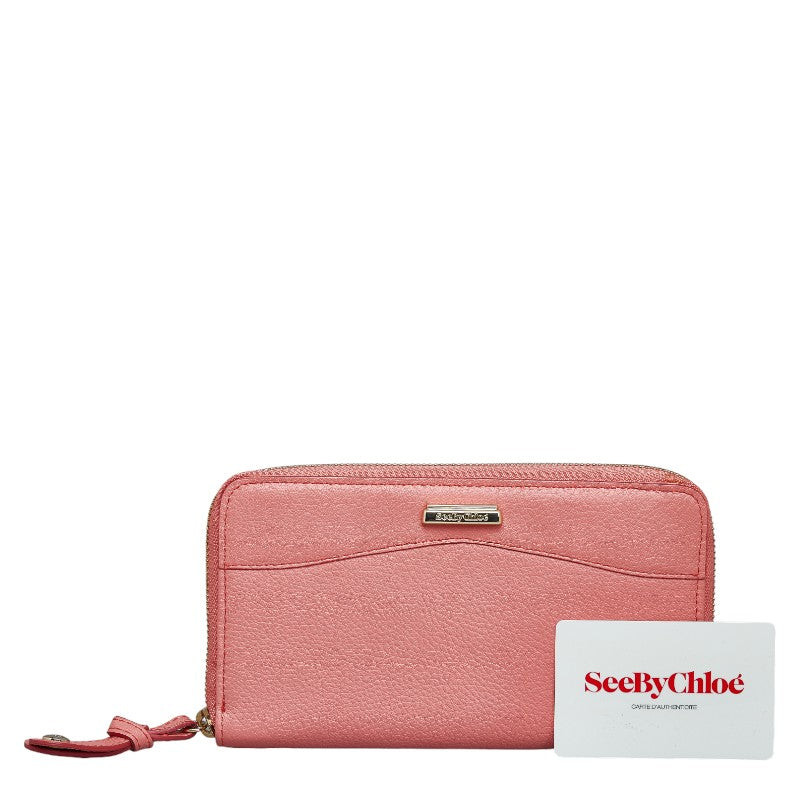 See by Chloe Pink Leather Zip-Around Wallet