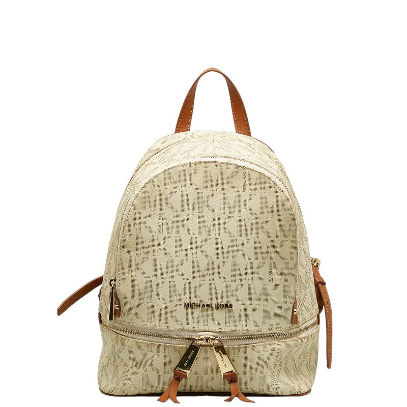 Michael Kors Logo Pattern PVC Leather Backpack in Very Good Condition