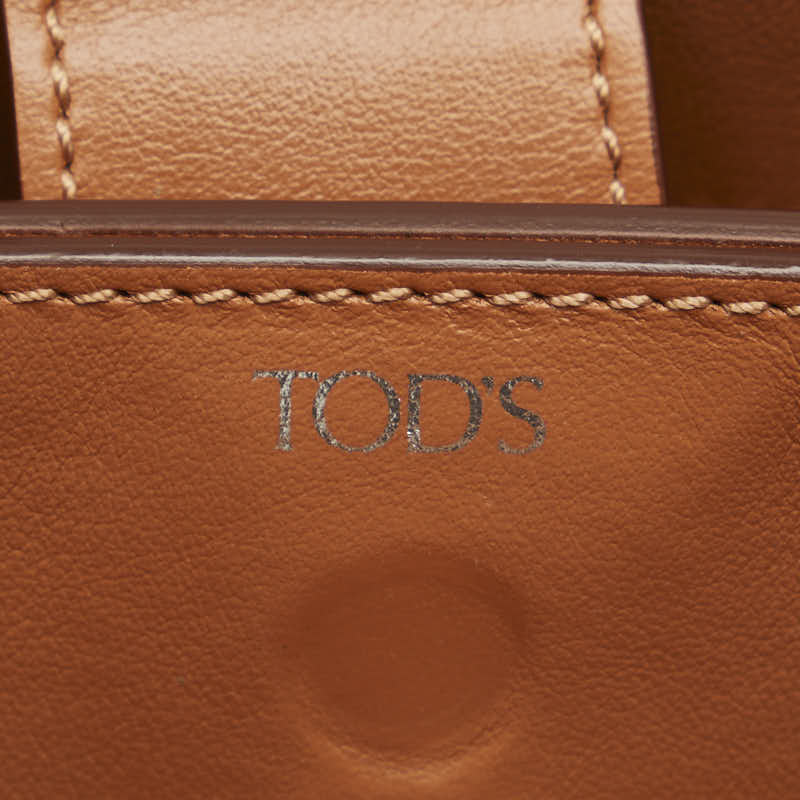 Tod's Leather Holly Stitch Mini Handbag 2WAY Brown in Very Good Condition