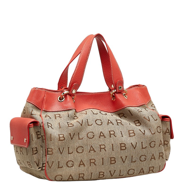 Bvlgari Canvas Leather Logo Mania Tote Bag