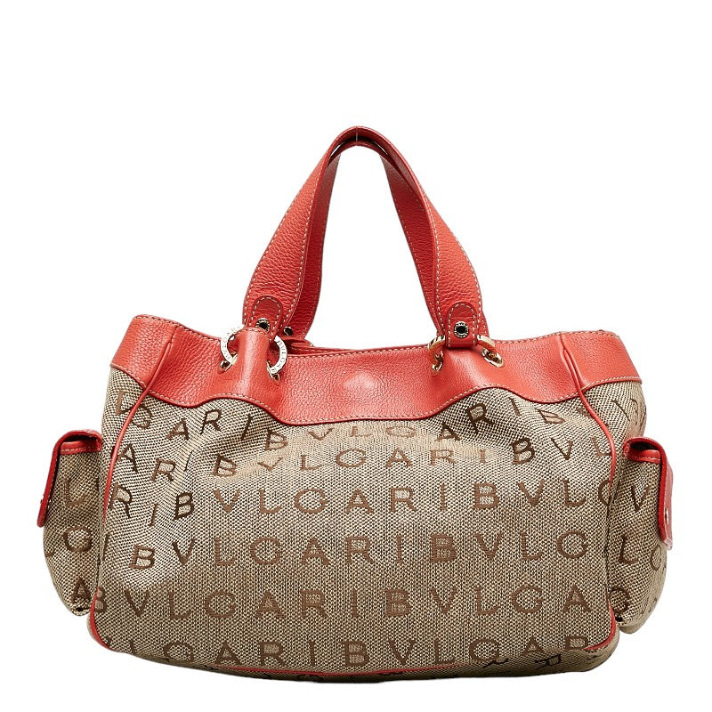 Bvlgari Canvas Leather Logo Mania Tote Bag in Very Good Condition