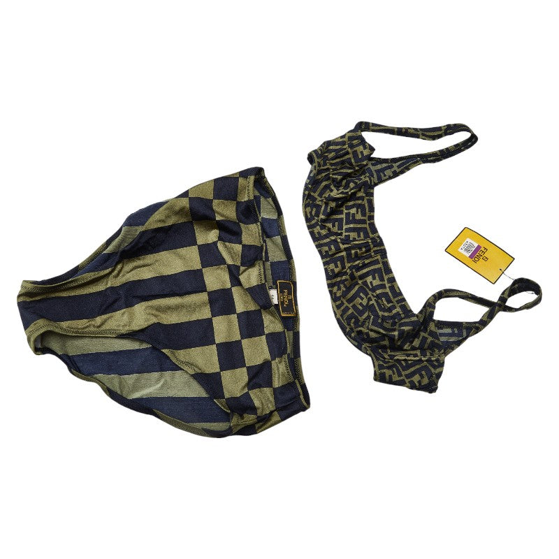 Fendi Zucchino Pattern 3-Piece Bikini Set in Nylon and Polyurethane Size 44 in Great Condition