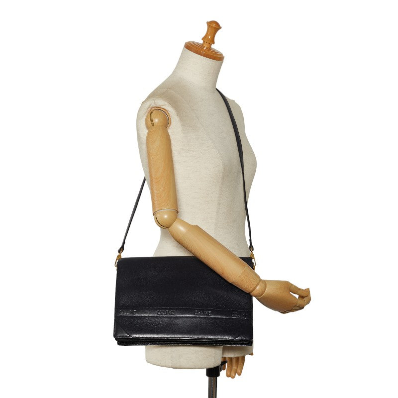 Celine Leather Shoulder Bag Black