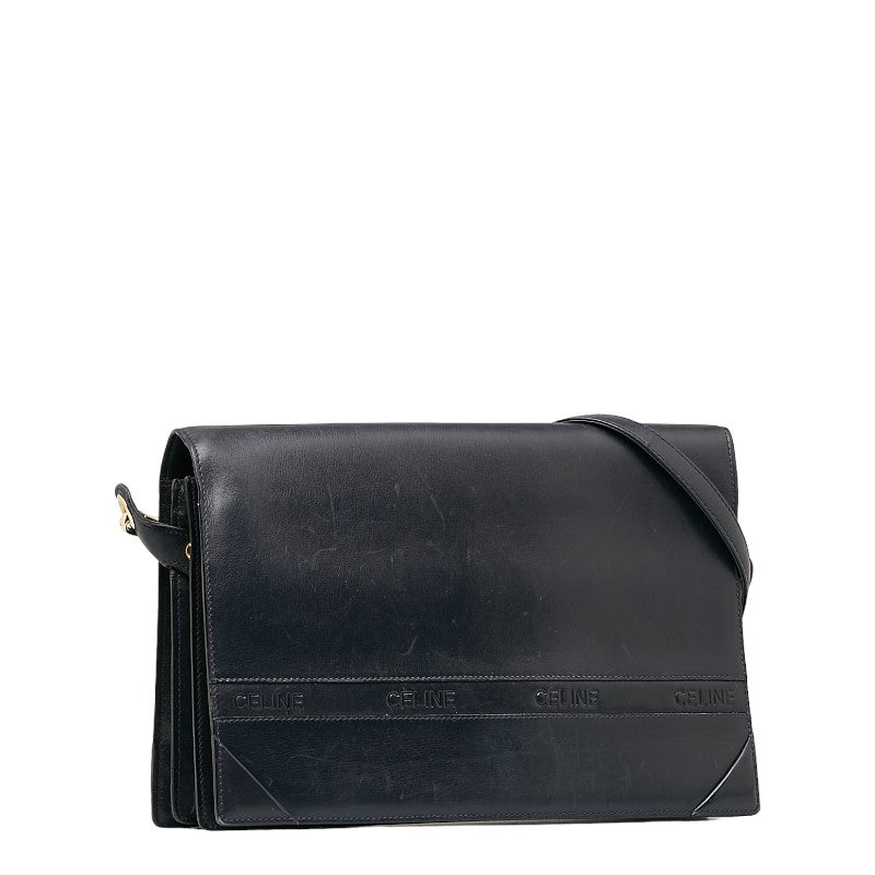 Celine Leather Shoulder Bag Black