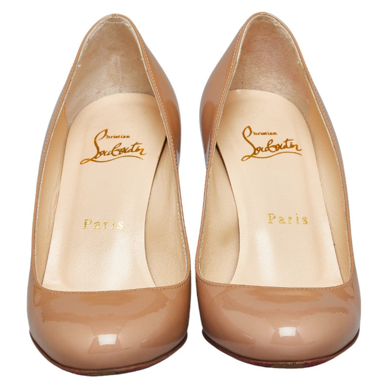 Christian Louboutin Beige Patent Leather Heel Pumps in Very Good Condition