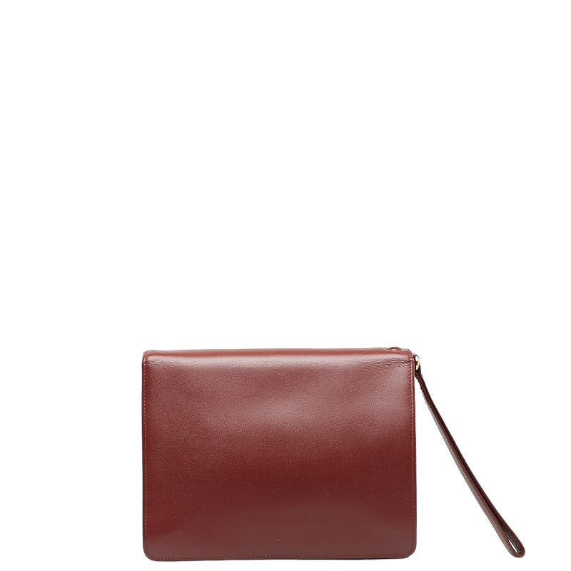 Cartier Must Line Leather Clutch Bag Wine Red