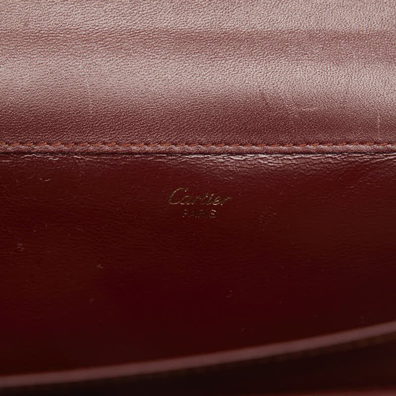 Cartier Must Line Leather Clutch Bag Wine Red in Very Good Condition