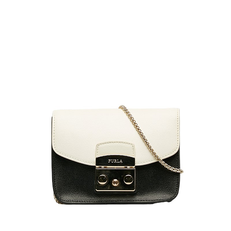 Furla Metropolis Bicolor Leather Chain Shoulder Bag