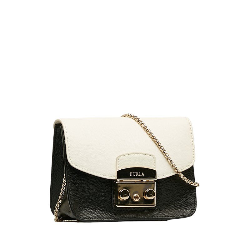 Furla Metropolis Bicolor Leather Chain Shoulder Bag