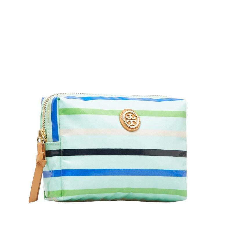 Tory Burch Vinyl Striped Cosmetic Pouch in Very Good Condition