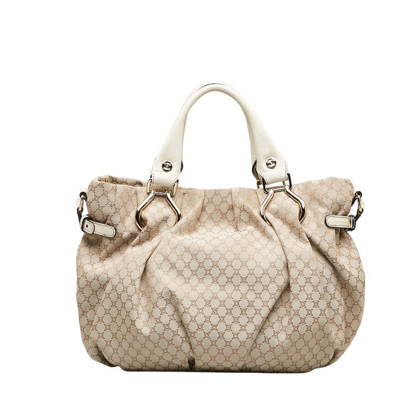 Celine Macadam Pillow Small Python Embossed Canvas Leather Handbag in Very Good Condition