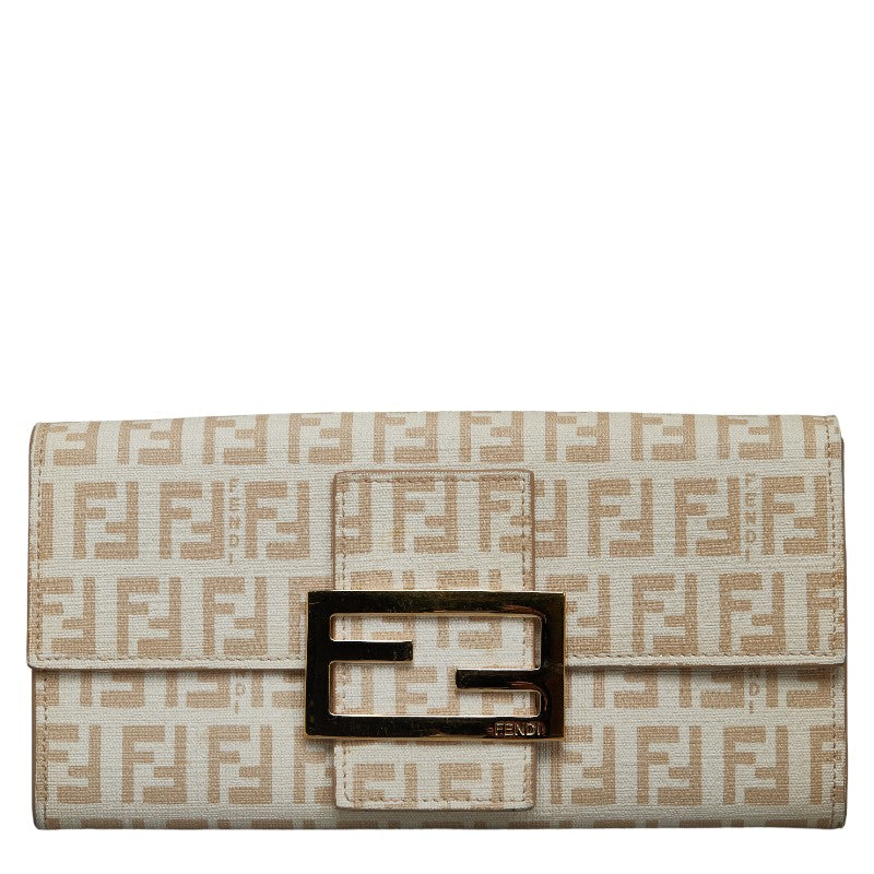 Fendi Zucchino Beige PVC Leather Long Wallet in Very Good Condition