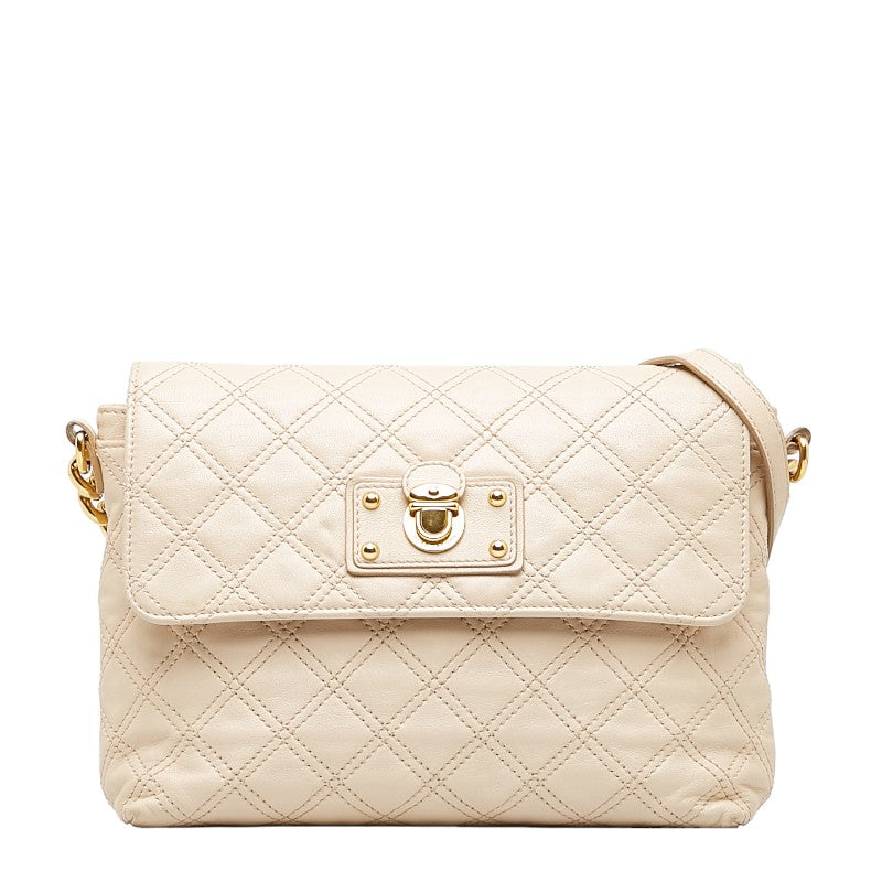 Marc Jacobs Quilted Leather Chain Shoulder Bag Beige in Good Condition