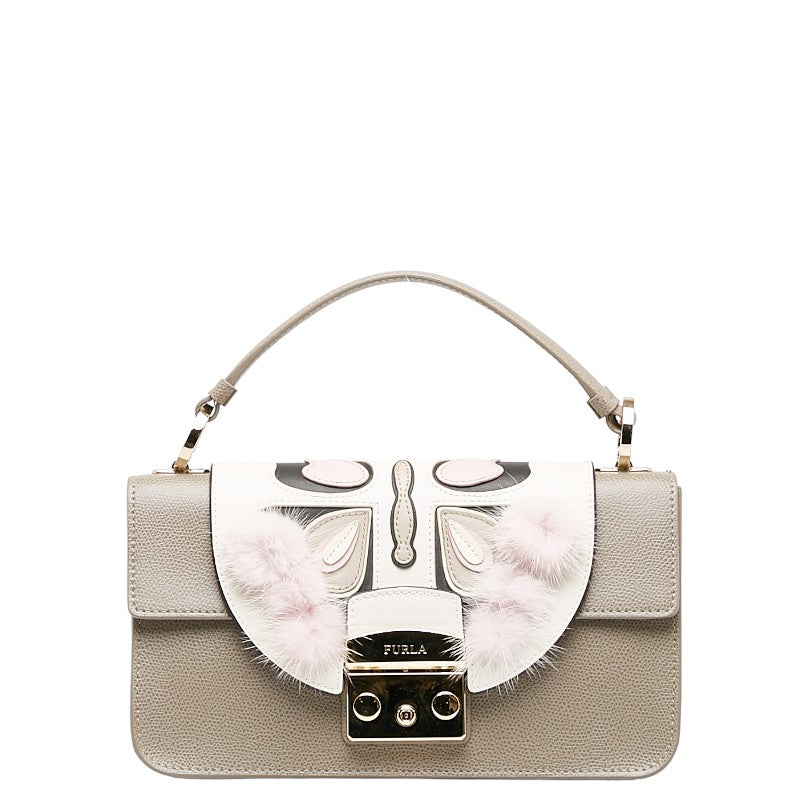 Furla Metropolis Butterfly Fur Leather Handbag