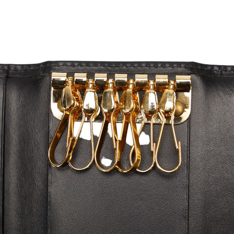 Dunhill Leather Oxford Logo Gold Hardware 6-Key Case Black