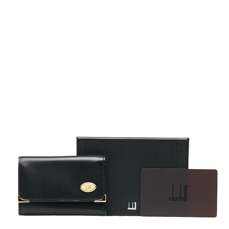 Dunhill Leather Oxford Logo Gold Hardware 6-Key Case Black