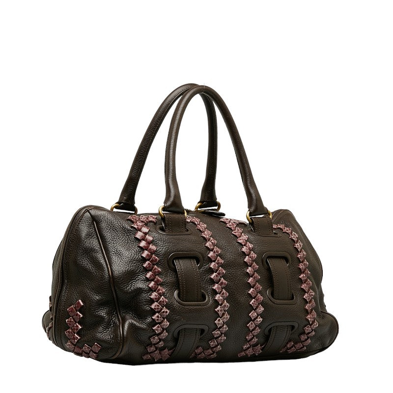 Bottega Veneta Leather Python Mini Boston Handbag