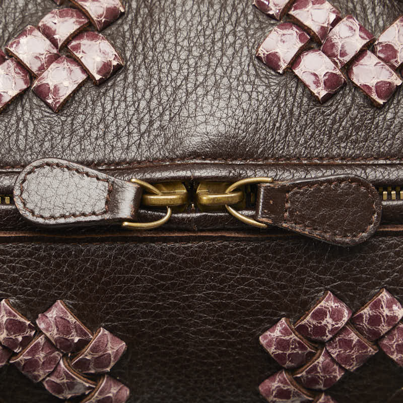 Bottega Veneta Leather Python Mini Boston Handbag