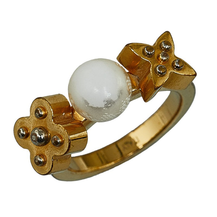 Louis Vuitton Gold Plated Fake Pearl Ring M75482 in Good Condition